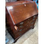 A George III mahogany bureau, width 99cm, depth 54cm, height 105cm