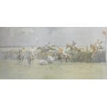 Charles Johnston Payne (Snaffles), colour print, 'The Grand National, The Canal Turn', signed in