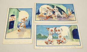 Vincent William Sternberg (1886-1954), three watercolour postcard designs