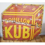 A French enamel advertising sign, “Bouillon Kub”, 97cm wide, 97cm high