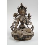 A Himalayan bronze seated figure of Green Tara, 29cm tall