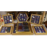 A collection of 20th century enamelled silver gilt or gilt metal Masonic medals with ribbons and