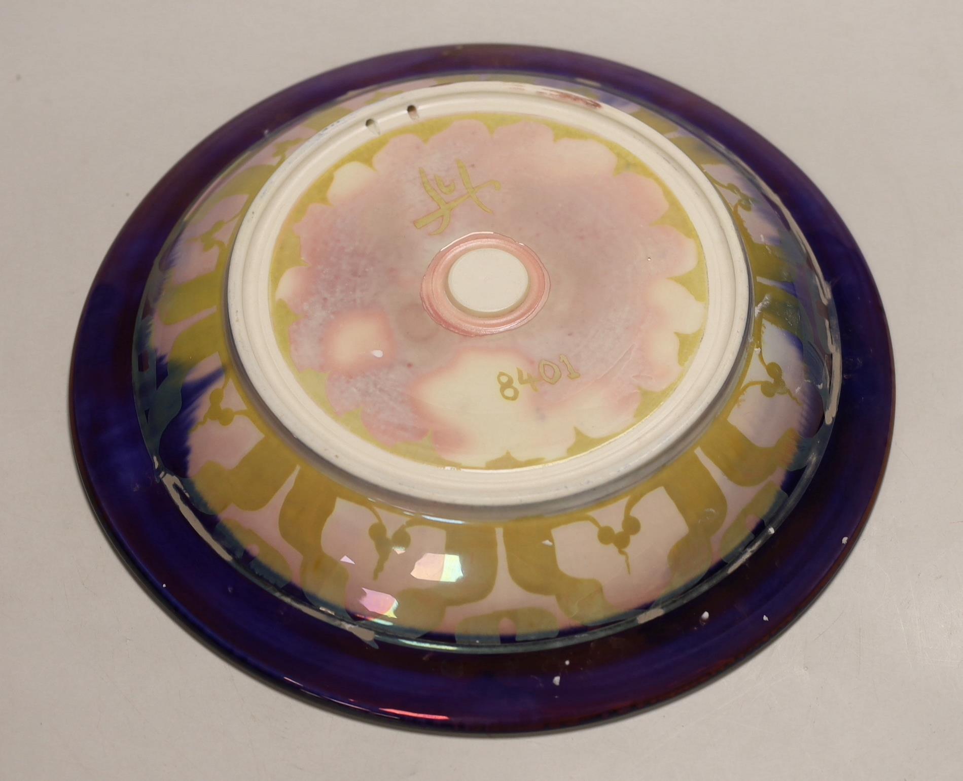 Jonathan Chiswell Jones and Kerry Bosworth - a lustre wall-plate with dog rose, No. 8401, 30cm. - Image 7 of 7