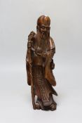 A Chinese hardwood figure of Shou Lao, early 20th century, 29cm