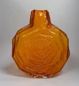 A Whitefriars tangerine banjo vase, 32cm tall