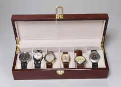 Six gentleman's modern assorted wrist watches including Poljot, BMW M4 Coupe, Reserver Automatic and