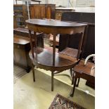 A pair of George III mahogany D end table sections, width 122cm, depth 61cm, height 71cm