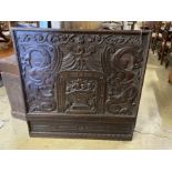 A French carved oak panel, width 104cm, height 103cm