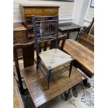 A Victorian ebonised spindle back child's chair, with a rope seat