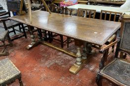 A refectory type dining table (composed of earlier timbers), length 230cm, width 92cm, height 74cm