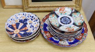 Eleven Japanese Imari dishes and plates