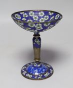 A modern Russian gilt 925, enamel and plique à jour presentation chalice, with engraved