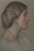William Rothenstein (1872-1945), conté crayon, Portrait of Mrs St Clair Baddeley, signed with