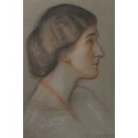 William Rothenstein (1872-1945), conté crayon, Portrait of Mrs St Clair Baddeley, signed with