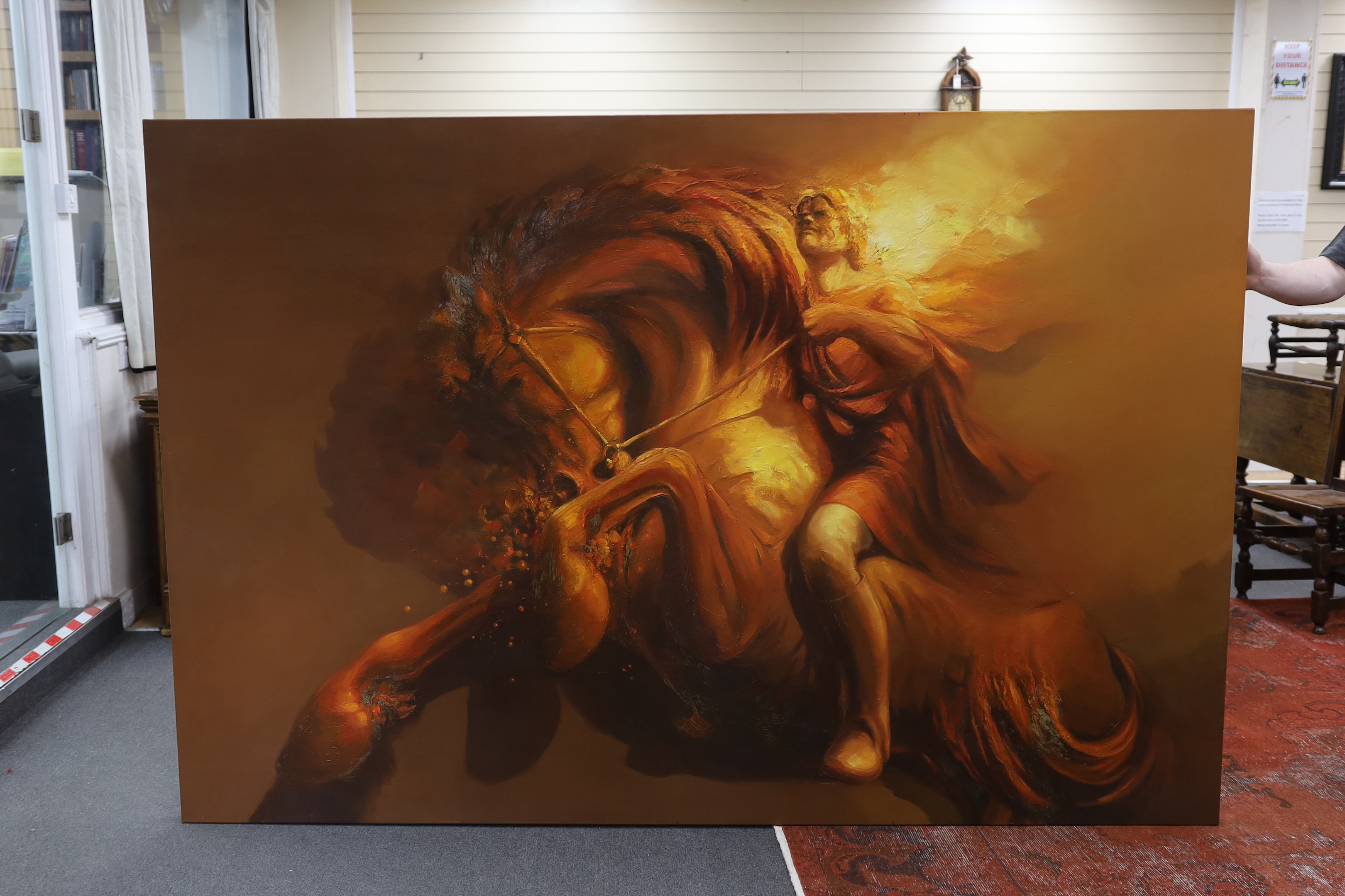 Russian School, oil on canvas, 'Bronze horseman', signed verso and dated 2009, 153 x 230cm, - Image 2 of 3