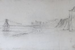 19th century English School, pencil on paper, 'Chain Pier, Brighton', by repute Ex. Ilolo Williams