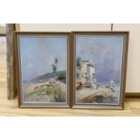 Oscar Ricciardi (Italian, 1864-1935), pair of oils on canvas, Neapolitan coastal landscapes, signed,