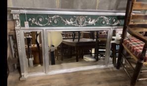 A Regency style painted overmantel mirror, width 142cm, height 75cm