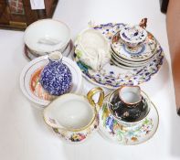 A group of 18th century and later European ceramics including Davenport, New Hall, etc.