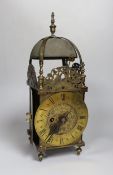 A Victorian brass lantern mantel clock, inscribed Joseph Knibb