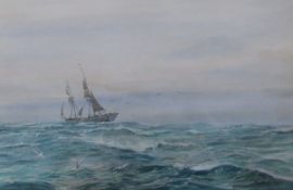 Henry Branston Freer (fl.1870-1900), watercolour, 'The North Sea', signed with label verso, 22 x