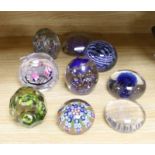 Nine various Bohemian or Hungarian glass paperweights, including for early 20th century Bohemian