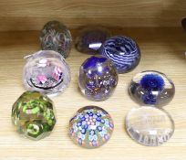 Nine various Bohemian or Hungarian glass paperweights, including for early 20th century Bohemian