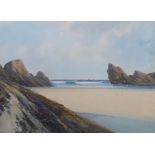 Reginald Daniel Sherrin (1891-1971), gouache, West Country beach scene, signed, 26 x 35cm