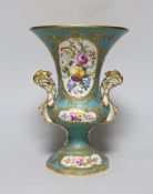 A fine Coalport two handled vase, painted with fruit and flowers by William Cook, c.1850. 22cm tall
