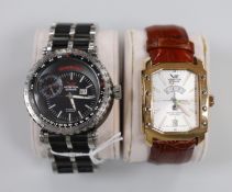 Two gentleman's modern steel or gilt steel Vostok Europe wrist watches including Energia Launch