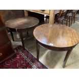 A pair of circular mahogany and beech occasional tables, diameter 61cm, height 46cm