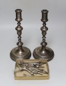 A pair of George V silver candlesticks, by William Comyns & Sons Ltd, London, 1930, height 29.6cm,