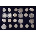 UK coins, a case of George III to George VI silver crowns, half crowns, florins, shillings, 6d,