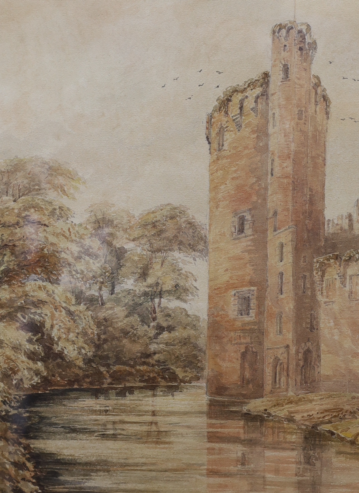J.M. Burton (19th century), two watercolours, 'Ruined castle' and 'Abbey', signed and dated 1880, 34 - Image 3 of 3