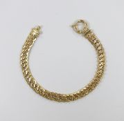 A modern 9ct gold fancy link bracelet, 20cm, 10.1 grams.