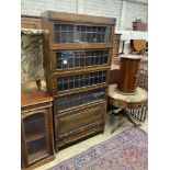 A Globe Wernicke oak five section bookcase with leaded glazed doors, width 87cm, depth 29cm,