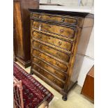 A 19th century French walnut seven drawer chest, with side locking bar, width 127cm, depth 57cm,