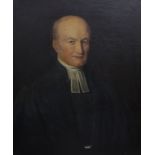 19th century English School, oil on canvas, Half length portrait of a clergyman, 75 x 62cm