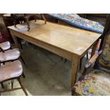 A Victorian rectangular pine kitchen table, fitted drawer, length 182cm, width 87cm, height 74cm