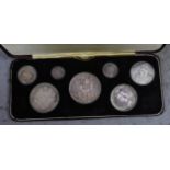UK coins, Victoria specimen silver coin set 1887, 3d to crown including double florin