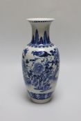 A 19th century Chinese blue and white ‘birds, rockwork and peonies’ vase, 26cm