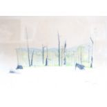 Kevin Pearsh (born 1951), pair of coloured conté crayon drawings, Australian landscapes, signed