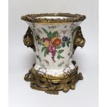 A brass mounted porcelain vase, 27cm