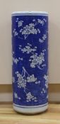 An early 20th century Chinese blue and white stick stand, 62cm
