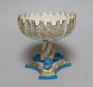 A Victorian Royal Worcester dolphin pedestal bowl, 11cm