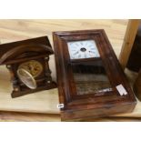 An oak cased mantel clock and an American wall clock