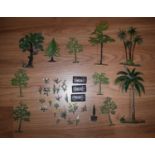 A collection of Britains zoo, farm and other animals, fencing, trees, etc.
