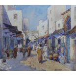 George Pennington (1880-1962), watercolour, North African street scene, signed, 31 x 37cm