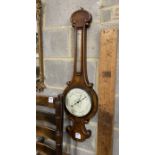 A Victorian burr walnut aneroid banjo barometer, Schullen & Boby, Cornhill, Ipswich, height 90cm