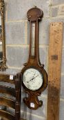 A Victorian burr walnut aneroid banjo barometer, Schullen & Boby, Cornhill, Ipswich, height 90cm